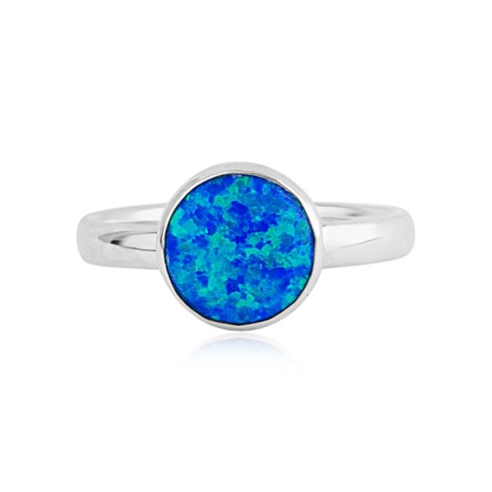Sterling Silver and Dark Blue Opal Ring (Other Colours Available) | Image 1