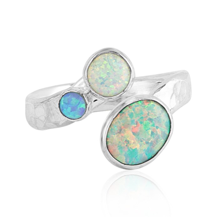 Multi Coloured Opal Adjustable Silver Ring (Other Colours Available) | Image 1
