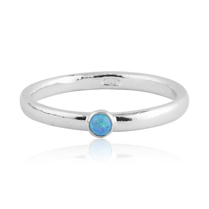Blue 3mm opal silver ring (Other Colours Available)\ | Image 1