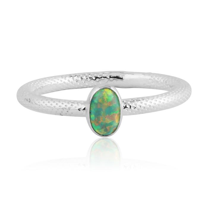Green opal silver ring with snake pattern (Other Colours Available) | Image 1