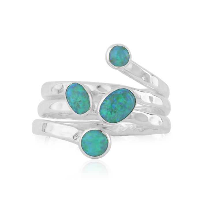 Green Opal Spiral Silver Ring | Image 1