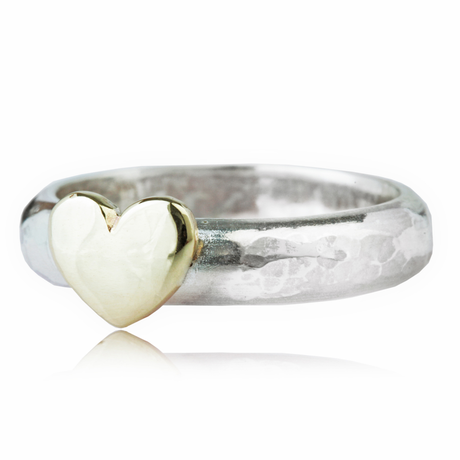 Gold and Silver Hammered Heart Ring | Image 1