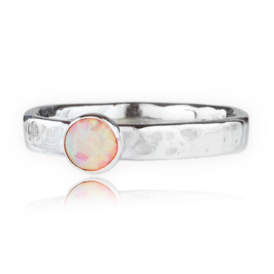 Sterling Silver Pink Opal Ring (Other Colours Available) | Image 1