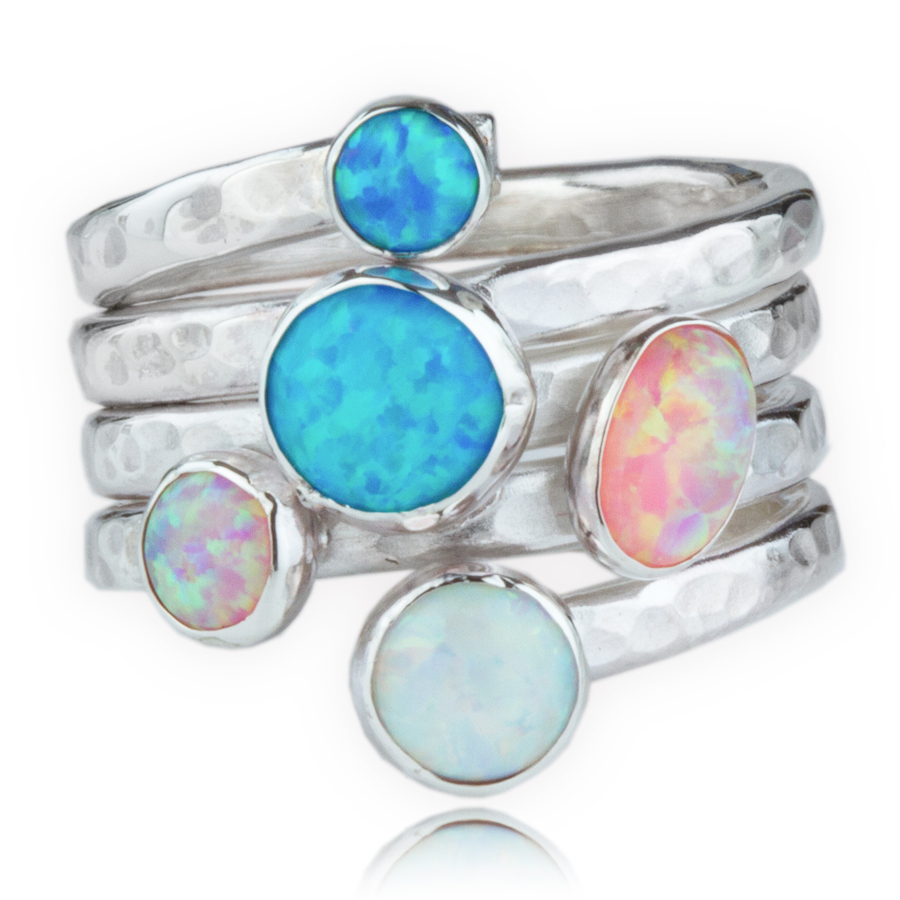 Silver Multi Opal Coil Ring  | Image 1