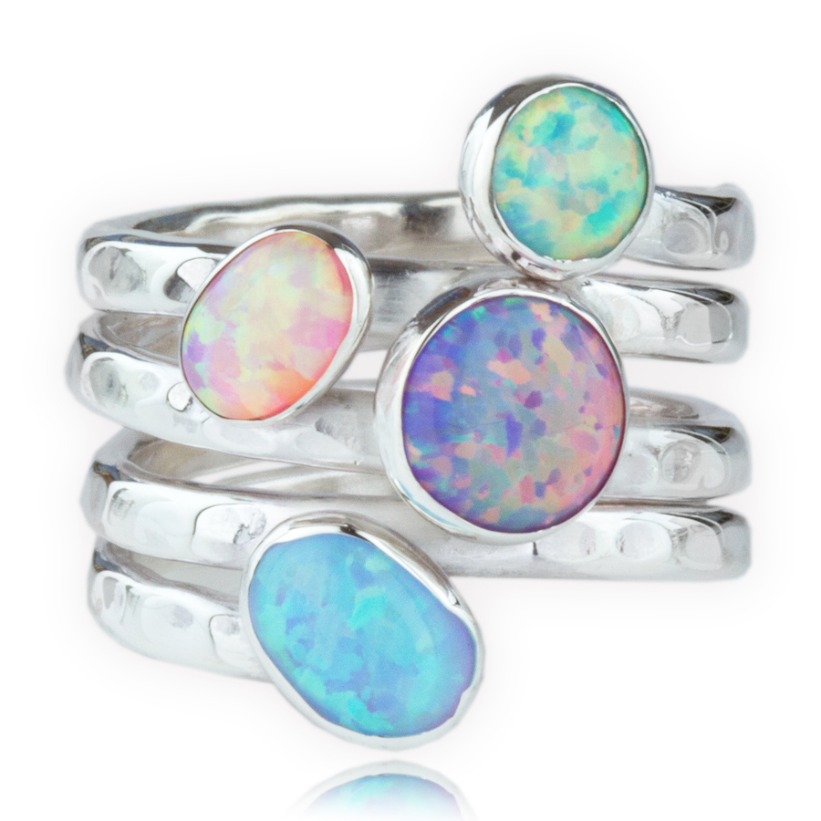 Silver Multi Opal Coil Ring | Image 1