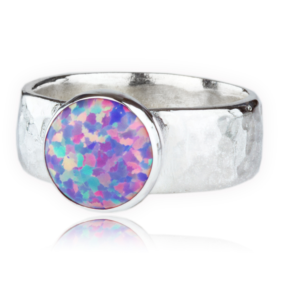 Contemporary Silver Purple Opal Ring (Other Colours Available) | Image 1
