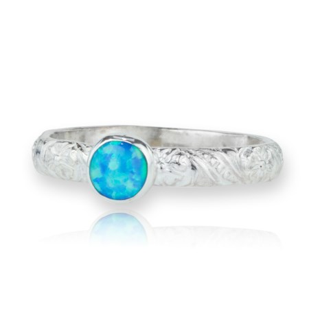 Sterling Silver Flower Opal Ring (Other Colours Available) | Image 1