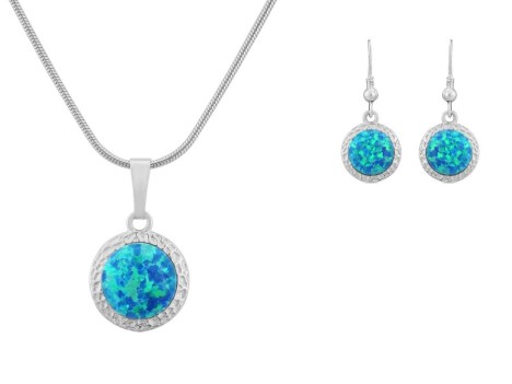 Aqua Opal Hammered Pendant & Earring Gift Set.  | Image 1