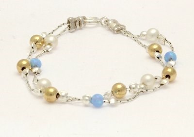 Gold and Silver Opal and Pearl Bracelet  | Image 1