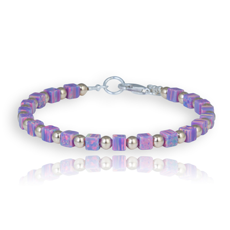 Gold and Silver Purple Opal Bracelet | Image 1