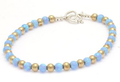 Gold and Silver Blue Opal Bracelet | Image 1
