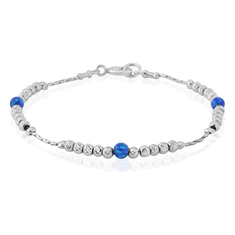 Sparkling Silver Dark Blue Opal Bracelet | Image 1