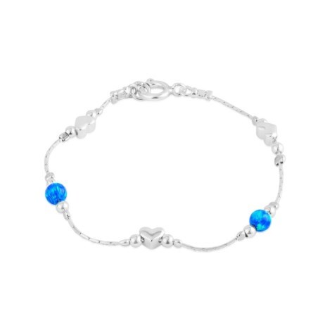 Silver and Dark Blue Opal Heart Bracelet | Image 1