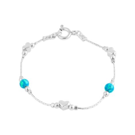 Silver and Aqua Opal Heart Bracelet | Image 1