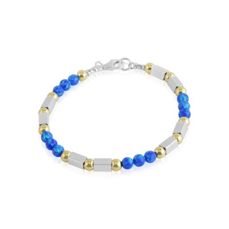 Gold and silver dark blue opal bracelet | Image 1