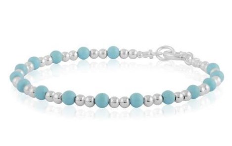 Silver and turquoise beaded bracelet  | Image 1
