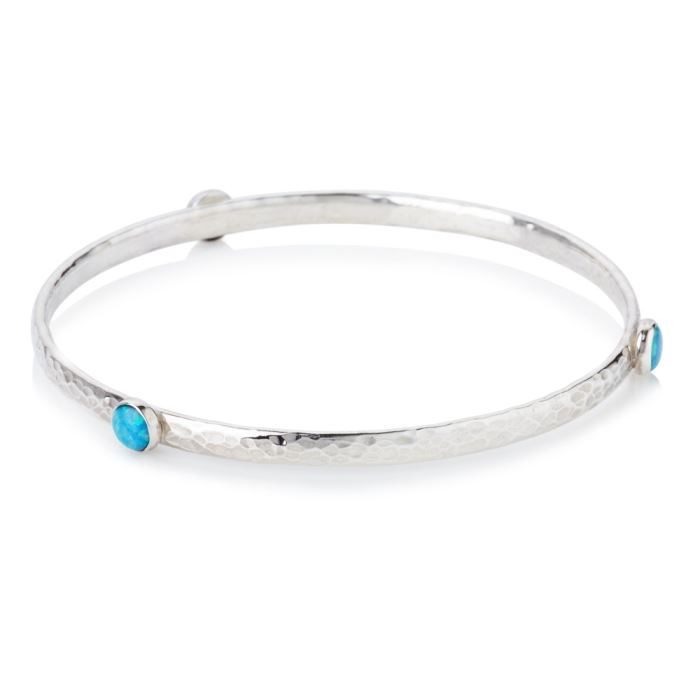 Sterling Silver Opal Bangle set with 4 mm stones | Image 1