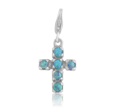Blue opal cross charm | Image 1