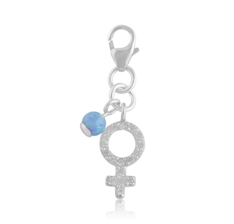 Female Symbol Charm with CZ and Blue Opal | Image 1