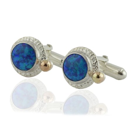 Blue Opal Gold and Silver Cufflinks | Image 1