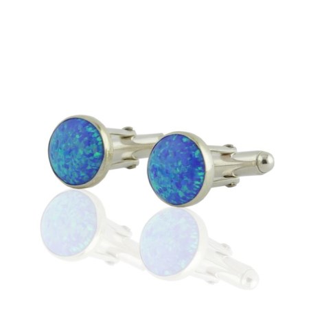 Dark Blue Opal and Silver Cufflinks | Image 1