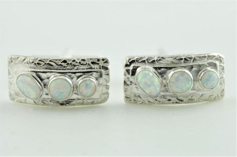 Sterling silver patterned opal cufflinks  | Image 1