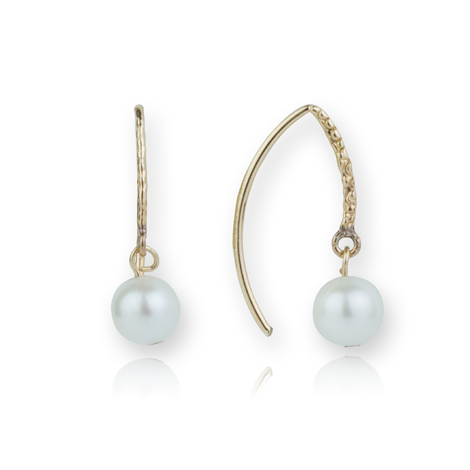 Handmade Contemporary Gold Pearl Hoop Earrings | Image 1