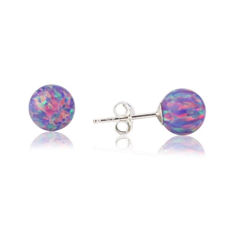 6mm Purple Opal Bead Stud Earrings | Image 1
