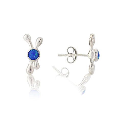Dark Blue Opal Stud Wire Earrings | Image 1