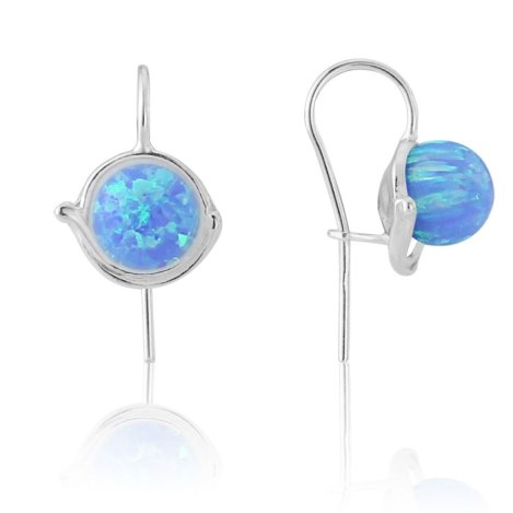 Blue Opal Large Cup Drop Earrings | Image 1
