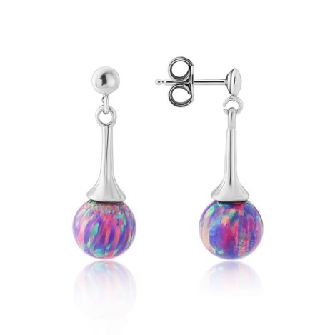 Silver Purple Opal Drop Earrings | Image 1