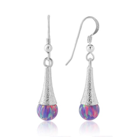 Silver Opal Cone Drop Earrings | Image 1