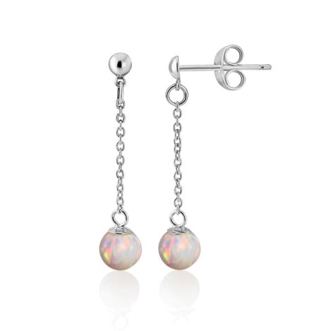 Silver Chain Opal Drop Earrings | Image 1