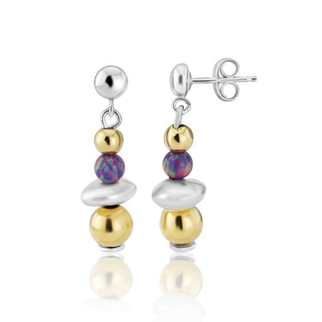 Gold and Silver Nugget Opal Drop Earrings | Image 1