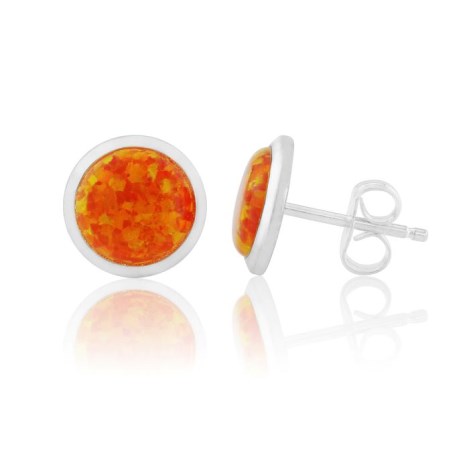 8mm Orange Opal Stud Earrings | Image 1