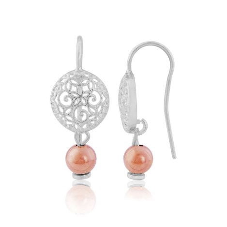 Silver and Rose Gold Filigree Earrings | Image 1