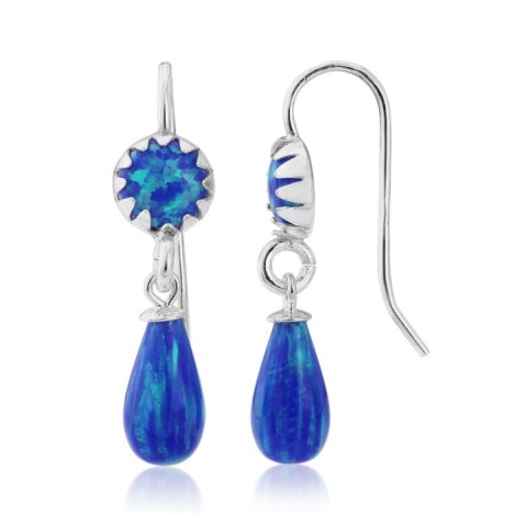 Dark Blue Opal Drop Earrings | Image 1