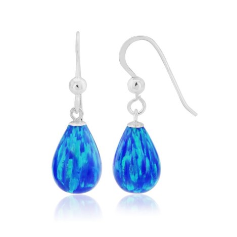 9/13mm Dark Blue Opal Teardrop Earrings | Image 1