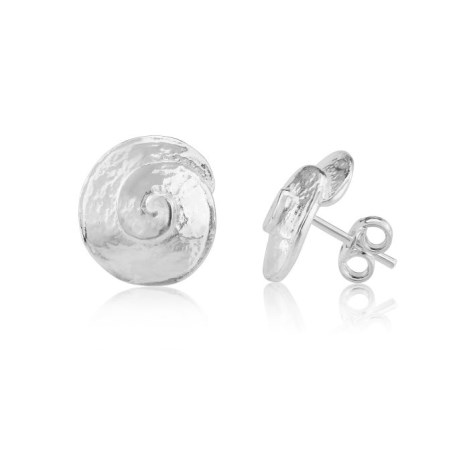 Large Silver Sea Shell Stud Earrings | Image 1