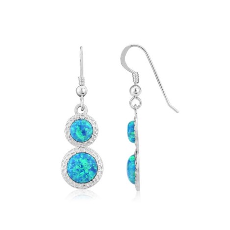 Aqua Opal Hammered Drop Earrings | Image 1