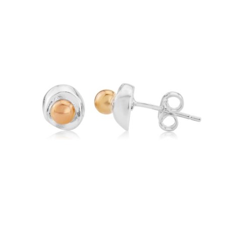 Rose Gold and Silver Button Stud Earrings | Image 1