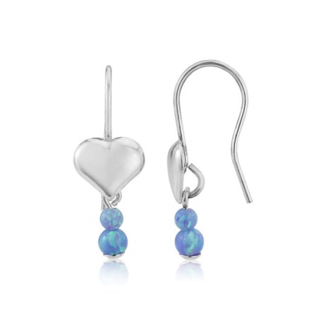 Silver Heart Opal Drop Earrings | Image 1