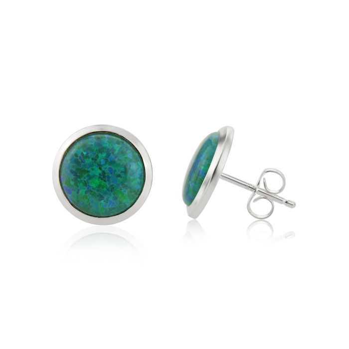 10mm Forest Green Opal stud Earrings | Image 1