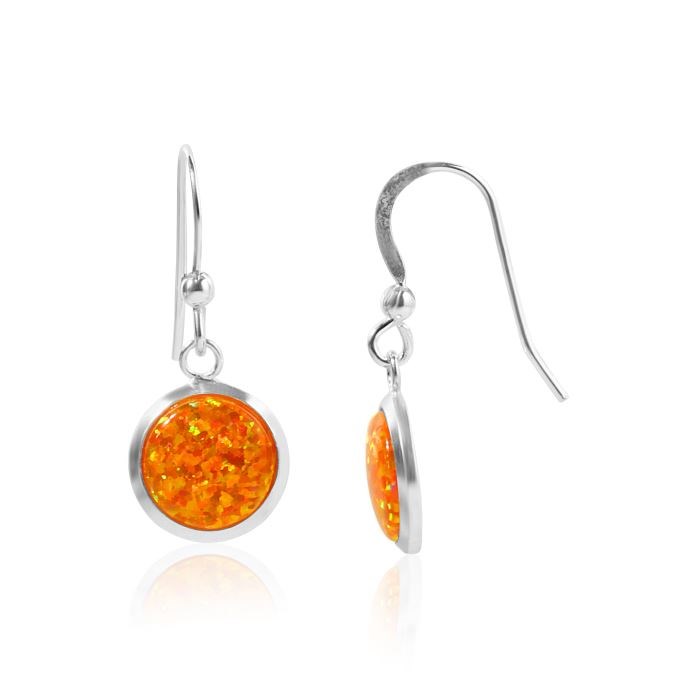 8mm Orange Opal Drop Earrings | Image 1