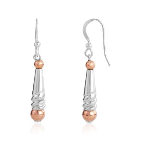 Silver and Rose Gold Cone Drop Earrings | Image 1