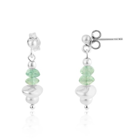 Silver Nugget and Aquamarine Earrings | Image 1