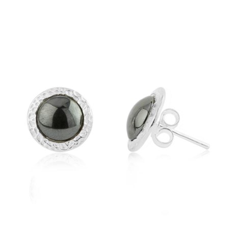8mm Hematite Silver Stud Earrings | Image 1