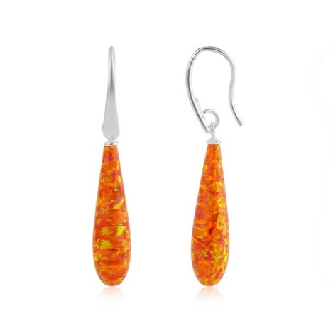 8/30mm Fire Orange Teardrop Opal Earrings | Image 1