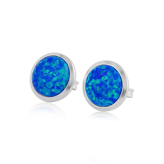 8mm Dark Blue Opal stud Earrings | Image 1