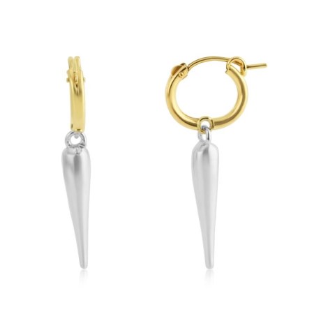 Gold & Silver Hoop Drop Earrings | Image 1